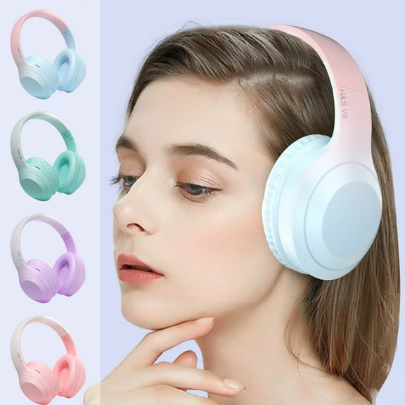 1Pcs Gradient Bluetooth Headsets Noise Cancellation Yannianjz Gradient Light Bluetooth Headphones with Noise Cancellation, Over Ear Foldable Headset with Long Battery