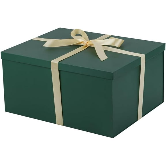 1Pcs Green Extra Large gift box with lids 16.5×13×8 Inches gift boxes for presents,Birthday Box (include Ribbon, Paper Shred Filler Gift Card & Envelopes)