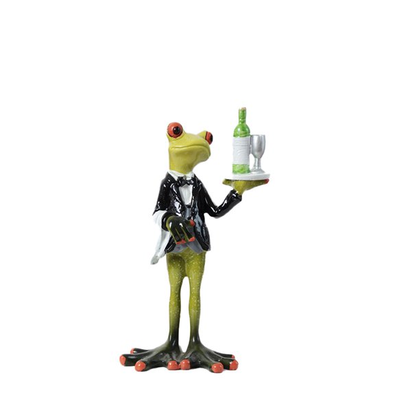 1Pcs Green Frog Statue Home Decor, Room Decor Resin Waiter Waiter Frog Figurine, Ideal for Interior Decoration Or Couples, Wedding Gifts