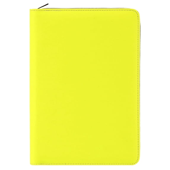 1Pcs Green Zipper Leather Notebook, Lined Journal for Business Office, Portfolio Document Organizer with Pen Loop
