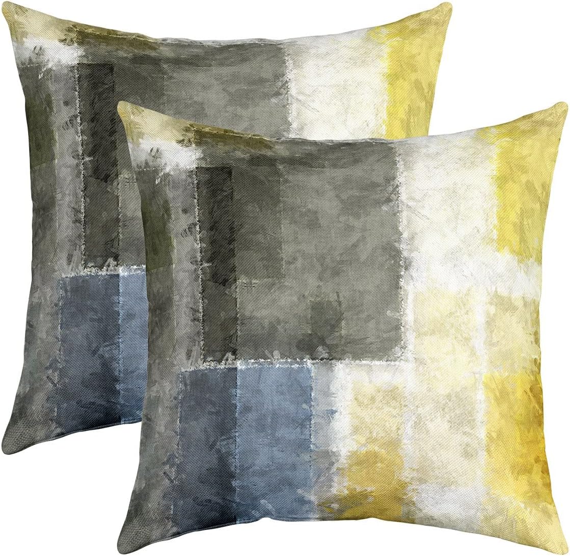 1Pcs Grey Grunge Throw Pillow Covers 20x20 Inch, Navy Abstract Pillow