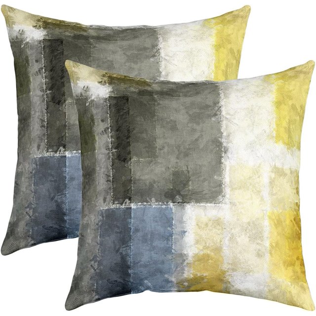 1Pcs Grey Grunge Throw Pillow Covers 20x20 Inch, Navy Abstract Pillow