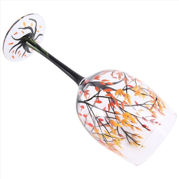 1Pcs HOT-Autumn Tree Wine Glass - Fall Colors - Leaves of Red, Yellow, Orange - Hand Painted - Fall Leaf
