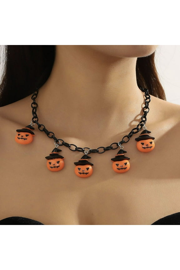1Pcs Halloween Ghost Necklace Pumpkin Witch Necklace Halloween Jewelry For Women Holiday Necklace