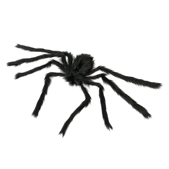 1Pcs Halloween Giant Spider Decoration Realistic Hairy Scary Prop, Large Fake Black Spider with Bendable Legs for Indoor Outdoor Yard Tree Haunted House Party Prank Display 20 Inch Black