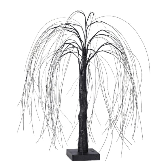 1Pcs Halloween Lighted Willow Tree with Orange and Purple Lights, Artificial Weeping Willow Tree, Black Spooky Tree Halloween Decorations for Indoor Outdoor Table Home Party Decor