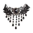 thumbnail image 1 of 1Pcs Halloween Sexy Jewelry, Women Lace Choker Necklace, Black Neck Chain Collar Gothic Steampunk Pendant Skull Vintage for Vampire Wedding Party 13.8 Inch, 1 of 4