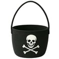 thumbnail image 1 of 1Pcs Halloween Skull Crossbones Candy Basket Tote Bag, Cotton Rope Pumpkin Storage Bucket for Trick-or-Treating, Party Favors, Gift Giving, and Holiday Decor Use 9.8x7.8 Inch White, 1 of 8