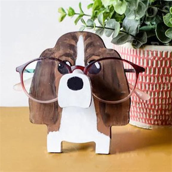 1Pcs Hand Painted Wooden Animal Eyeglass Holder, Novelty Desktop Spectacle Display Stand, Tabletop Sunglasses Accessory Organizer for Nightstand Vanity Office Decor