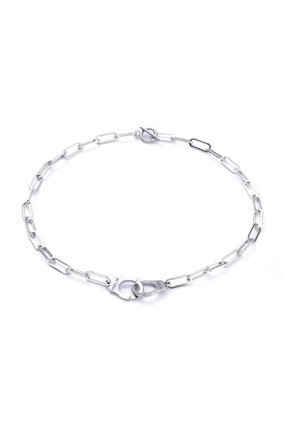 1Pcs Handcuffs Shape with Word 304 Stainless Steel Chain Necklaces Minimalist Chain Necklace Choker with Interlocking and Toggle Clasps