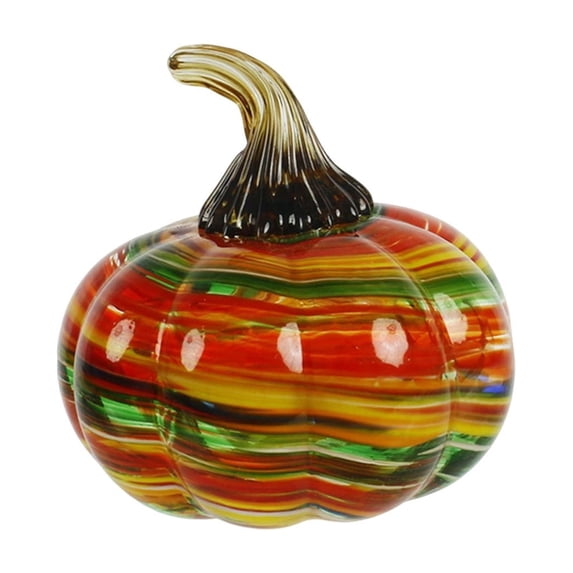 1Pcs Handmade Blown Glass Pumpkin Figurine, Small Crystal Art Glass Paperweight with Sparkling Finish for Desk, Tabletop, and Fall Harvest Halloween Thanksgiving Christmas Decor 3.5x3.5 Inch