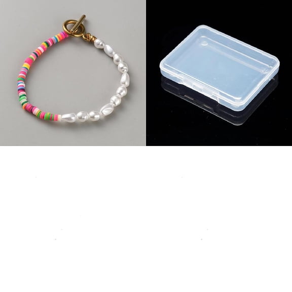 1Pcs Handmade Polymer Clay Beads Bracelets Pearl Bead Bracelet with Toggle Clasp Colorful Trendy Jewelry
