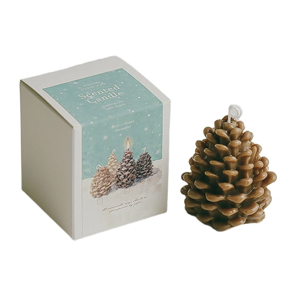 1Pcs Handmade Soy Wax Pinecone Scented Candle with Acorn Decor, Real Wax Winter Holiday Candle, Long Burning Premium Scented Candle for Home, Gift, Party Supplies 2.1x2.3 Inch Brown