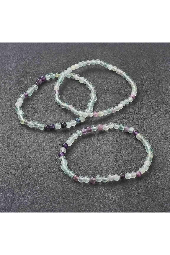 1Pcs Healing Bracelet Natural Fluorite Beaded Stretch Bracelets 4mm Energy Power