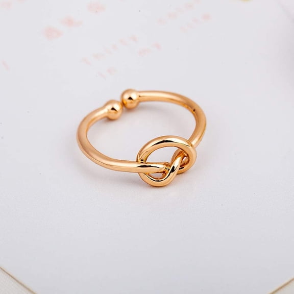 1Pcs Heart Brass Adjustable Cuff Rings Golden Love Knot Ring Jewelry Decoration