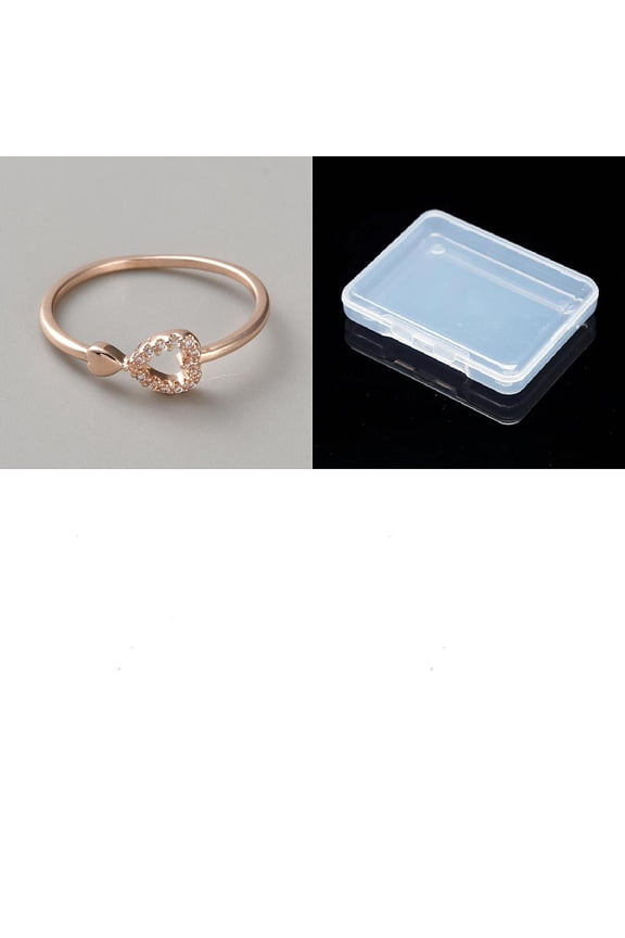 1Pcs Heart Brass Rhinestone Rings Stackable Finger Rings for Women Personalized Jewelry Size 7(17.3mm)