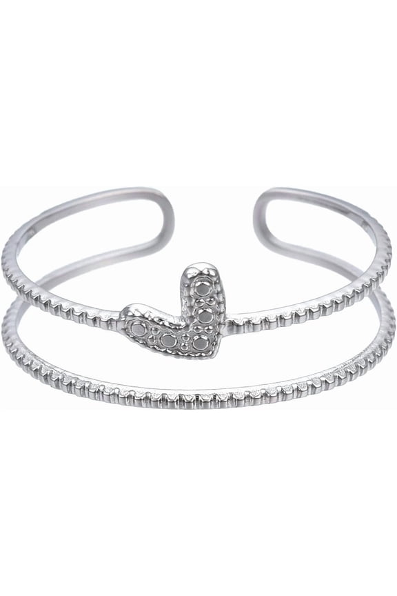 1Pcs Heart Wrap Open Rings Chunky Hollow Ring Personalized Knuckle Ring for Dainty Trendy Jewelry Gift Stainless Steel Color US Size 8(18.1mm) Stainless Steel Color