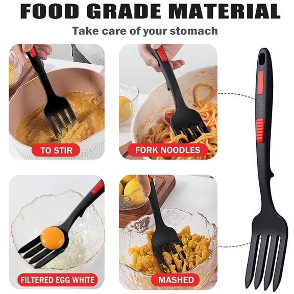 1Pcs Heat-Resistant Silicone Flexible Fork - Multifunctional Nonstick Blending Fork for Kitchen Cooking