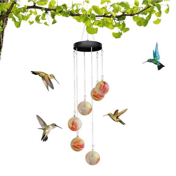 1Pcs Hummingbirds Feeder - 4.7*23.6" - Wind Chimes Designed with Multiple Feeding Stations, Leakproof Outdoor Decor, Glass Balls Feeder for Garden Patio