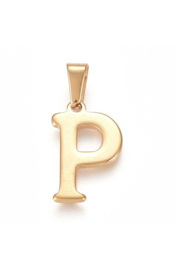 1Pcs Initial Letter.P Pendant 304 Stainless Steel Pendants Golden