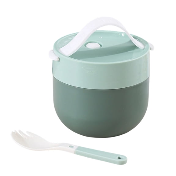 1Pcs Insulated Bento Box,Portable Stainless Steel Food Container,Thermal Cup Bento Box With Spoon,Microwave Safe,Stackable Leakproof Thermal Food Container for Adult Men Women(Green(Plastic))