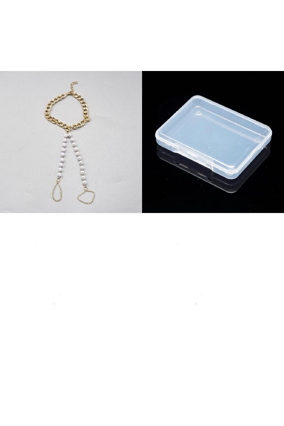 1Pcs Iron & Imitation Pearl Double Toe Ring Anklets Golden Anklet Beach Foot Chain White Jewelry Decoration