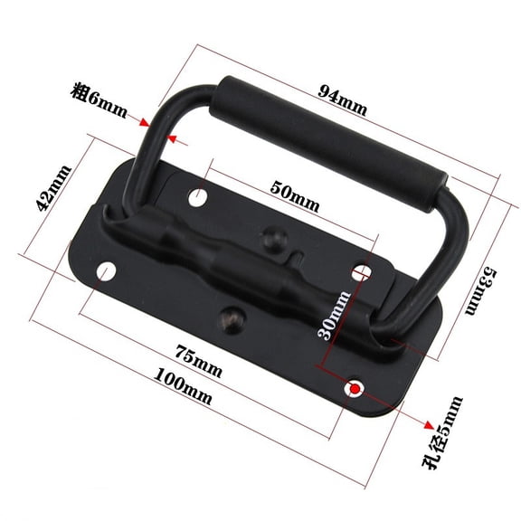 1Pcs Iron Material Spring Handle Black Luggage Spring Handle Folding HandleTool Box Movable Ring Industrial Equipment Cabinet