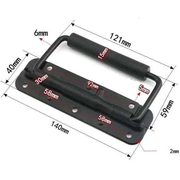 1Pcs Iron Material Spring Handle Black Luggage Spring Handle Folding HandleTool Box Movable Ring Industrial Equipment Cabinet