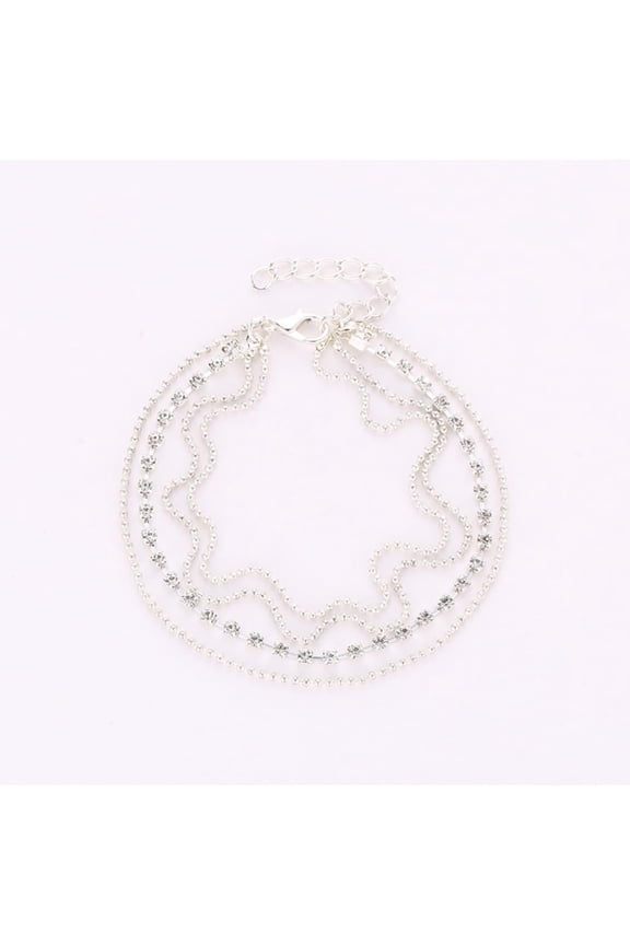 1Pcs Iron Rhinestone Anklets Multi-Strand Ball Chain Anklets for Women 8 inch(203mm) for DIY