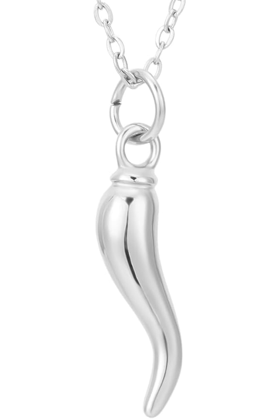 1Pcs Italian Horn Necklace Stainless Steel Cornicello Pendant Cable Chain Necklaces Talisman Protection Amulet Pendant Jewelry for Women Men colorful