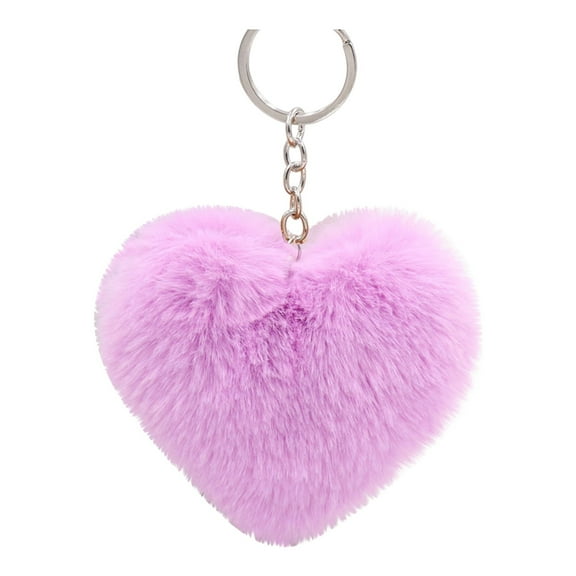 1Pcs Keychain,Furry Love Heart Keychain,Soft Artificial Rabbit Fur Keychain Love Heart Plush Key Ring,Fluffy Love Heart Keychain Key Ring,for Pendant Handbag Bag Wallet Decor(Z1-Purple)