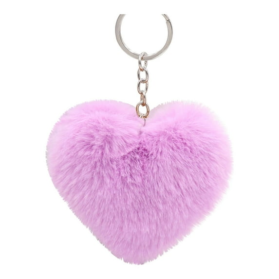 1Pcs Keychain,Furry Love Heart Keychain,Soft Artificial Rabbit Fur Keychain Love Heart Plush Key Ring,Fluffy Love Heart Keychain Key Ring,for Pendant Handbag Bag Wallet Decor(Z1-Purple)