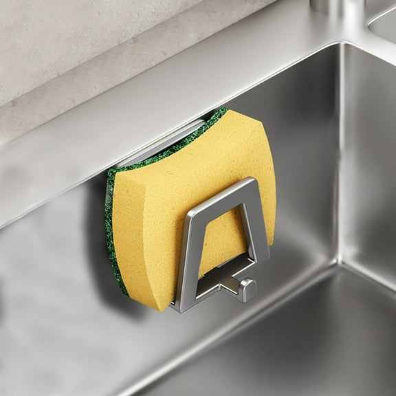 1Pcs Kitchen Scouring Pad Storage Rack,Stainless Steel Non Perforated Sponge Storage Rack, Wall Mounted Sink Steel Wool Dishwashing Sponge Wipe Storage Rack,Kitchen Supplies ,1.89*1.89*1.57in