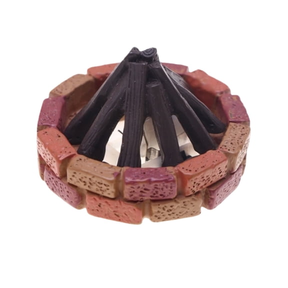 1Pcs LED Miniature Campfire Light Dollhouse Decoration - Realistic Resin Faux Fire with Brick Base and Wood Logs for Fairy Garden, DIY Mini Scene, and Micro Landscape Decor