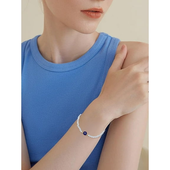 1Pcs Lampwork Bracelets White Adjustable Bracelets Adjustable String Decoration for Birthday Festival Elegant Gifts Personalized Jewelry Inner Diameter: 2-1/8 inch(5.4cm)