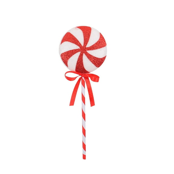 1Pcs Large Candy Christmas Tree Decorations Peppermint Lollipop Christmas Picks for Tree, 8.26" Red and White Candy Ornaments, Plastic Candyland Tree Topper for Xmas Holiday Party Vase Decor