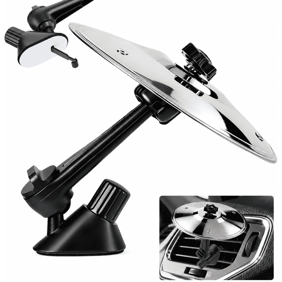 Car Cymbal Air Vent, Mini Drum Crash Cymbal Set with Mini Drum Stick, Funny Musical Instruments Gadget for Drummer Music Lovers Gift, Compact Durable Car Accessory for Most Vehicles(Silver)