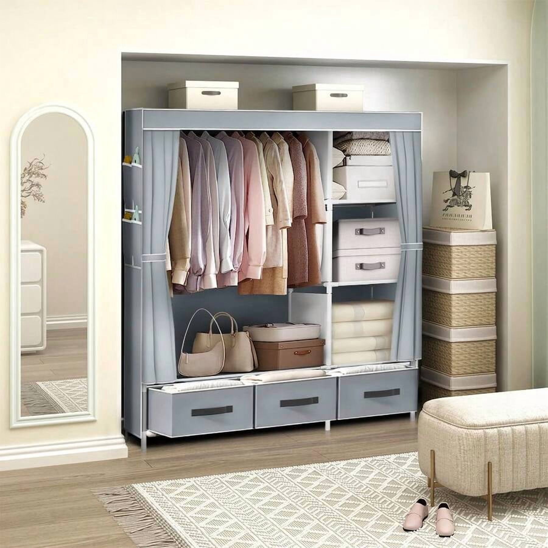 1Pcs Large Portable Closet Wardrobe Clothes Rack Storage Organizer ...