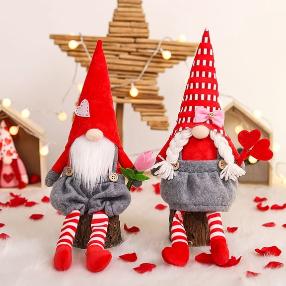 1Pcs Large Valentine Gnome under $5! Yannianjz Valentines Day Gnome Doll, Red Heart Gnome Ornament, Christmas Valentine Decoration, Cute Faceless Doll Statue, Home Decor, Shelf Desk Decor