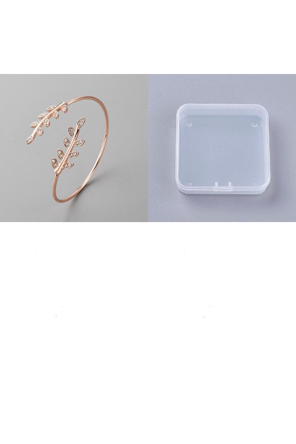 1Pcs Leaf Alloy Rhinestone Cuff Bangles Open Bangle for Women Personalized Jewelry Inner Diameter: 2-1/2 inch(6.3cm) DIY