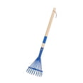 thumbnail image 1 of 1Pcs Leaf Rake, 3 Section Adjustable Handle Lightweight, Wooden Handle Leaf Rake with Metal Tines for Boys & Girls, Kids Garden Rake for Yard Cleaning Activities Use 27.5x5.9 Inch Blue, 1 of 9