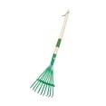 thumbnail image 1 of 1Pcs Leaf Rake, 3 Section Adjustable Handle Lightweight, Wooden Handle Leaf Rake with Metal Tines for Boys & Girls, Kids Garden Rake for Yard Cleaning Activities Use 27.5x5.9 Inch Green, 1 of 8
