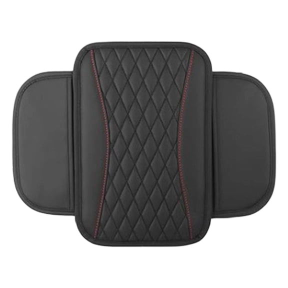 1Pcs Leather Car Center Console Cover with Side Pockets, Upgraded Armrest Protector Cushion Middle Console Organizer for SUV Sedan Universal Vehicle Interior Decoration 12.6x8.7 Inch Black