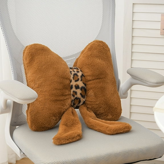 1Pcs Leopard Print Bow Throw PillowHome Decor Stuffed Bow Lumbar Pillow for Bed Couch Living Room Decor (Light Brown, 15.4in Bowknot)
