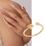 1Pcs Letter Brass Rhinestone Open Cuff Rings Golden A-Z Initial Open Ring for Women Personalized Jewelry Gifts DIY Letter B