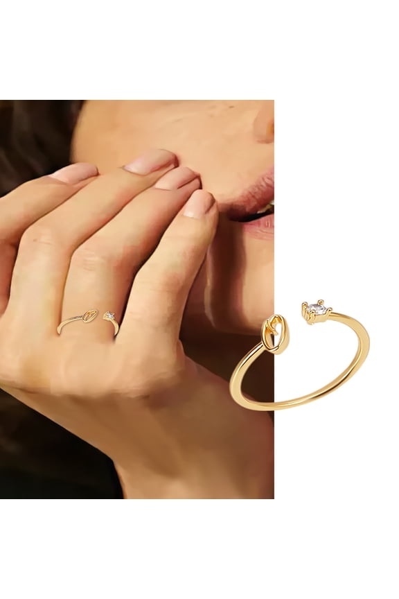 1Pcs Letter Brass Rhinestone Open Cuff Rings Golden A-Z Initial Open Ring for Women Personalized Jewelry Gifts DIY Letter O