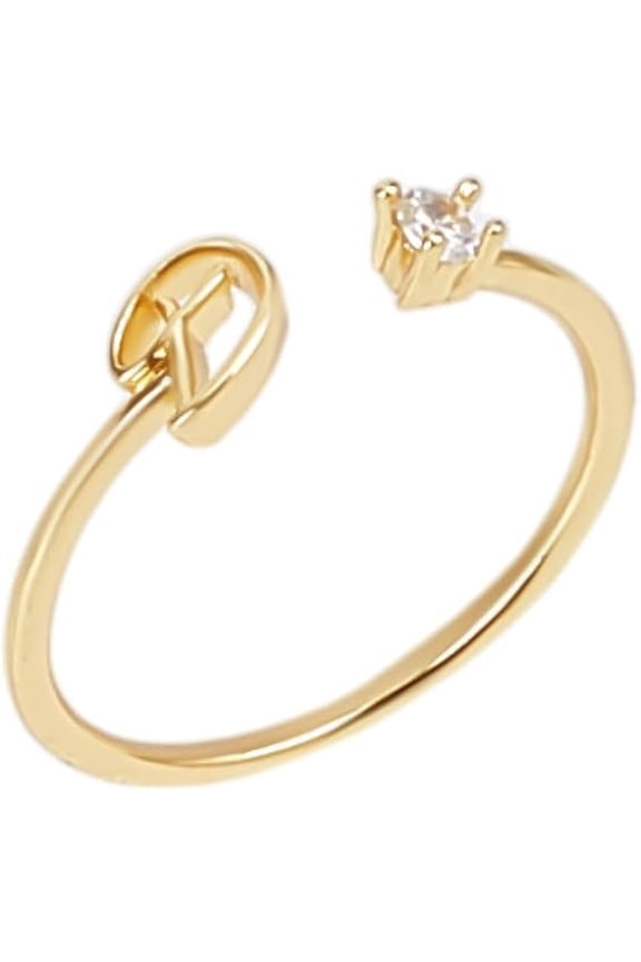 1Pcs Letter Brass Rhinestone Open Cuff Rings Golden Letter D Signet Ring Personalized Engraved Ring for Women Festival Elegant Gifts Jewelry Inner Diameter: 17~18mm