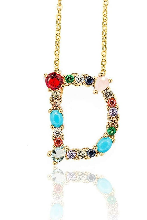 1Pcs Letter.D Necklace 18 inch Dainty Brass Minimalist Simple Initial Pendent Necklace with Cubic Zirconia Decoration Fashion Jewelry Gift for Women Men
