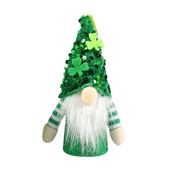 1Pcs Light Up St. Patrick's Day Green Gnome Decor - Sequined Hat Plush Gnome with Lights, Irish Holiday Ornament for Home Table and Gift Giving