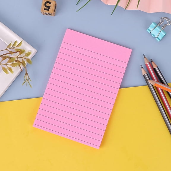 1Pcs Lined Sticky Notes 4X6 In, Large Ruled Sticky Colorful Super Sticking Power Memo Pads Strong Adhesive, Sticky Notes with Lines Office, Home, 50 Sheets/Pad(Hot Pink)